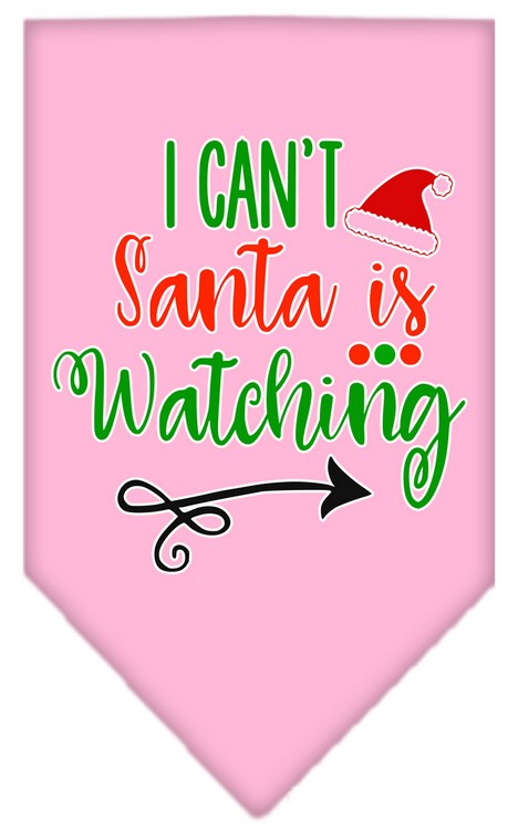 I Can't, Santa is Watching Screen Print Bandana Light Pink Large